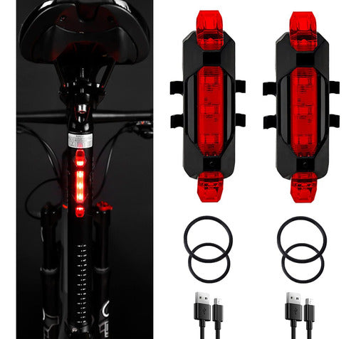  Pack 10 Luces Led Recargables Para Bicicleta - Norplat Negro Rojo