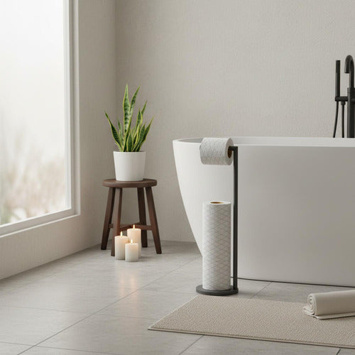 Soporte Papel Higiénico Porta Rollo Confort Metal - Norplat Negro