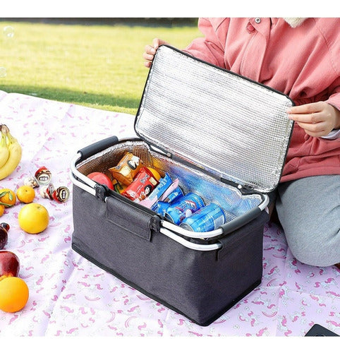 Norplat Canasta Termica Plegable Cooler Portatil Camping Negro
