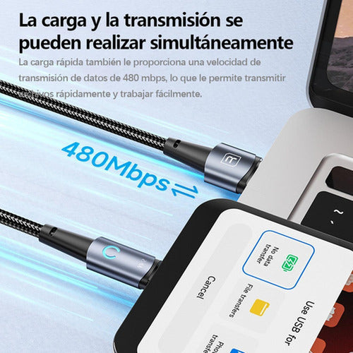 Cable Usb Para iPhone 2.4a 2 Metros Carga Rapida - Toocki Negro