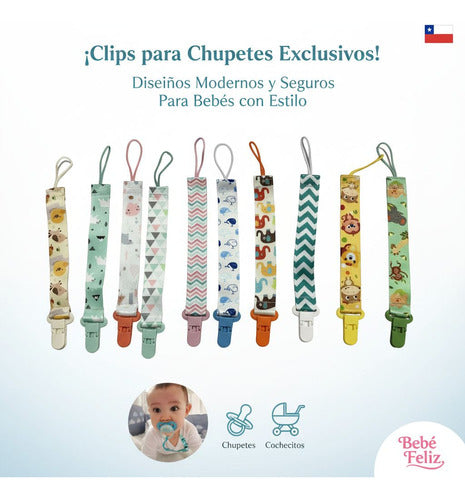 Set 10 Prendedor Sujetador Porta Chupetes Bebé 27cm Norplat Multicolor