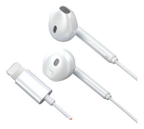 Audifonos Manos Libres Norplat Compatible Con iPhone 7 Al 14 Blanco