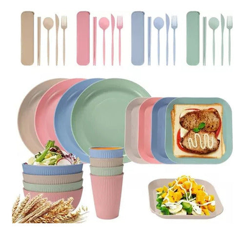 Juego Vajilla 36 Platos Plásticos Reutilizable Color Norplat