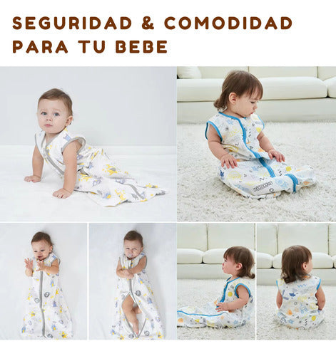 2 Pijamas Bebe Saco Dormir Sin Mangas 100% Algodon - Norplat Blanco Panda Y Monstruos S