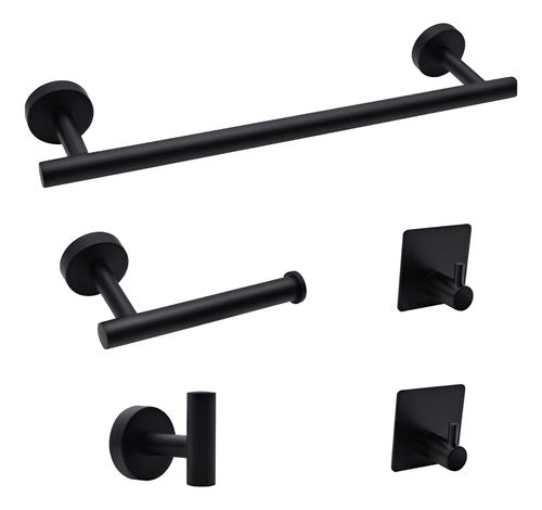 Set Baño Toalleros Porta Confort Acero Inoxidable - Norplat Negro
