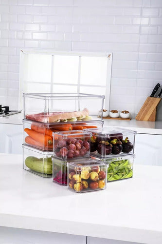 Organizador Refrigerador Set 7 Contenedores Con Tapa - Cukin Transparente