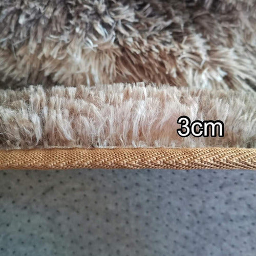 Alfombra Bajada De Cama Peluda 160x60cm 3cm Suave - Norplat Gris Claro Y Blanco Liso