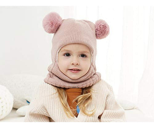 Gorro Con Cuello Bebés 6m A 2 Años Invierno Abrigado Norplat Rosa Talle Unico Geométrico