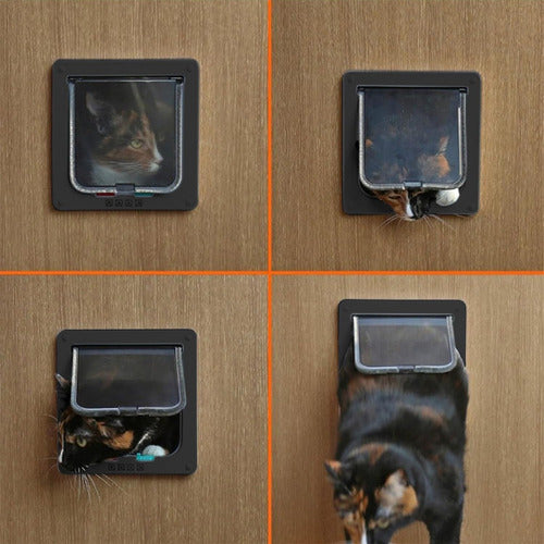 Norplat Puerta Para Gato Perro Mascotas 4 Modos Bloqueo Xl Negro