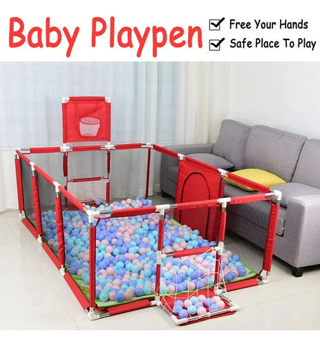 Corral Para Bebe Con Aro De Basket 180cm Seguridad - Norplat Rojo