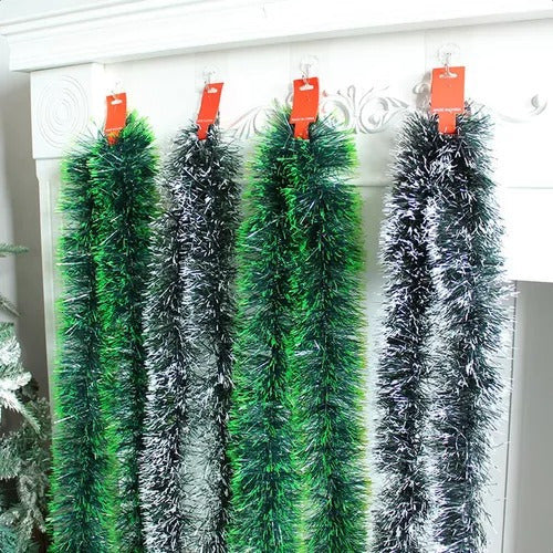 Pack X10 Guirnaldas Espumillón Navideñas 5m Adornos Navidad Verde