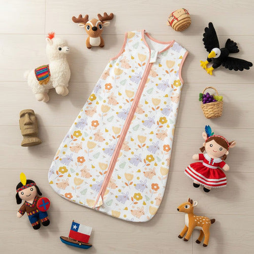 2 Pijamas Bebe Saco Dormir Sin Mangas 100% Algodon - Norplat Blanco Jirafa Y Flores S