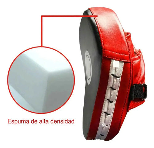 2 Focos Karate Boxeo Norplat Manopla Entrenamiento Curvo Mma Rojo Y Negro