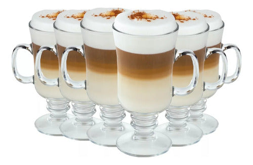 Set 6 Tazas Para Capuchino Café Té Vidrio 250ml Cappuccino Transparente Capuchino