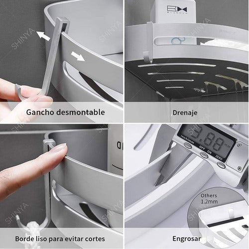 Repisas Esquineras Organizador Baño 2 Pisos Aluminio Norplat Plateado