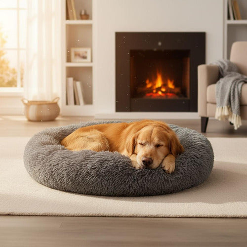 Cama Mascotas Perros Grandes Antiestres 90cm Talla Xxl - Wuf Gris Oscuro