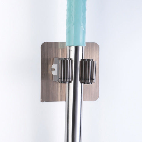 Set De 4 Soportes Organizadores Escoba Pala Mopa Accesorios Blanco