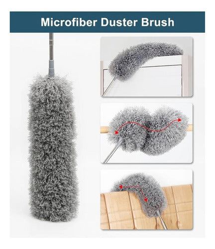 Plumero 2.5m Retractil Microfibra Limpiador Polvo - Norplat Gris