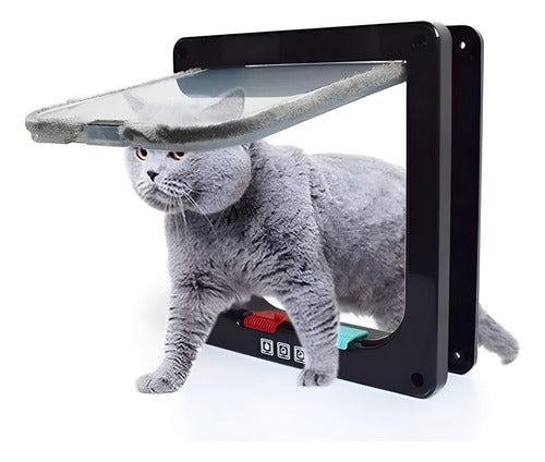 Norplat Puerta Para Gato Perro Mascotas 4 Modos Bloqueo Xl Negro