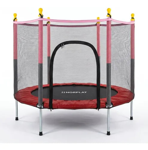 Cama Elastica Saltarina Para Niños 1.4 Mts Con Malla Norplat Negro Rojo