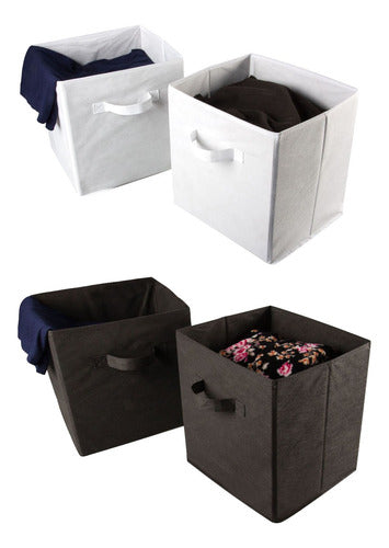 Kit 6 Cajas Organizadoras Cubo Plegables Closet Ropa Norplat Negro Lisa