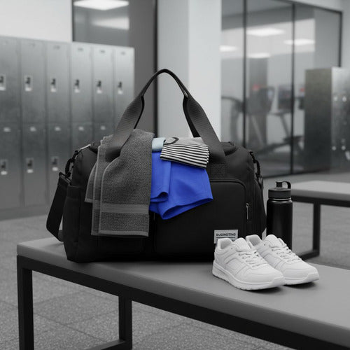 Bolsa Viaje Bolso De Mano Para Fitness Mochila Gym - Norplat Negro Lisa