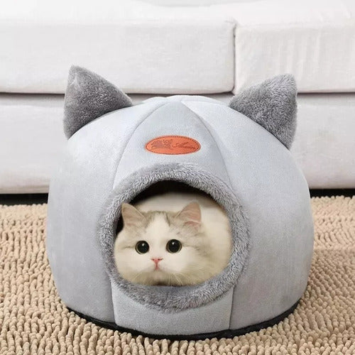 Casa Cama Plush Iglu Nido De Gatos Y Perros Xl Grande - Wuf Gris Iglú