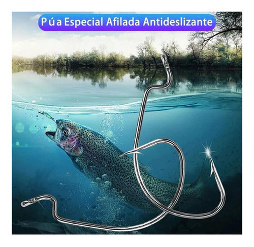 Kit 104 Piezas Señuelo Cebo Moscas Anzuelos Pesca - Norplat Plateado