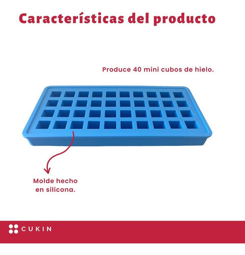 Molde De Silicona Para 40 Mini Cubos De Hielo - Cukin Celeste
