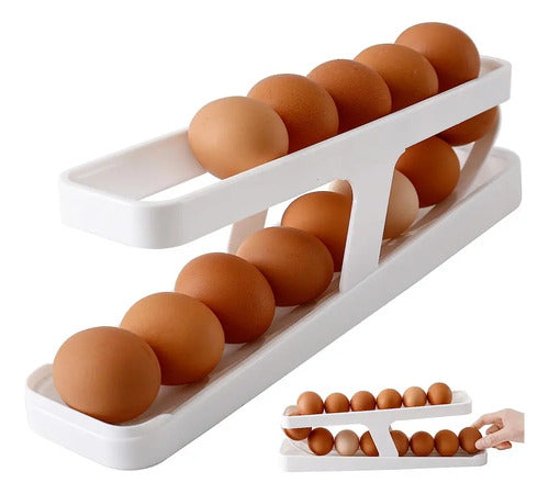 Huevera Organizador Dispensador Porta 14 Huevos - Norplat Blanco