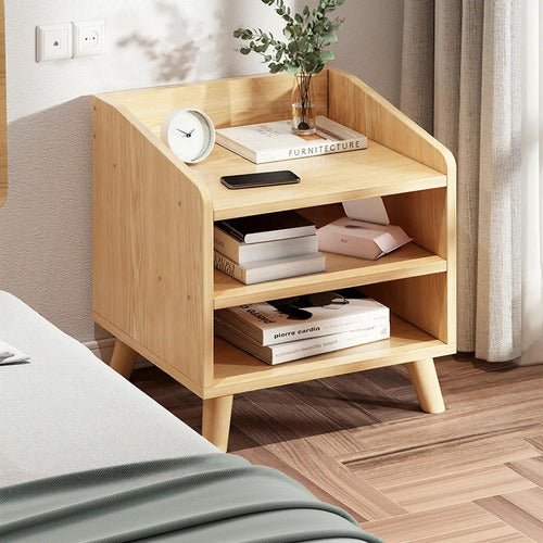 Velador Nordico De Madera Mesita Noche Moderno - Norplat Mate Madera