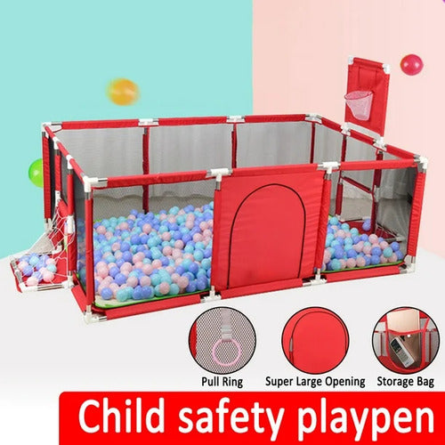 Corral Para Bebe Con Aro De Basket 180cm Seguridad - Norplat Rojo