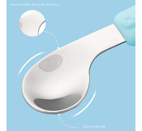 Set De Cubiertos Niño Niña Bebe Cuchara Tenedor Con Estuche Rosa