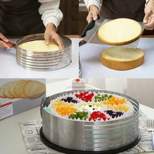 Molde Para Cortar Bizcocho Acero Inox Repostería 24 - 30 Cm Plateado
