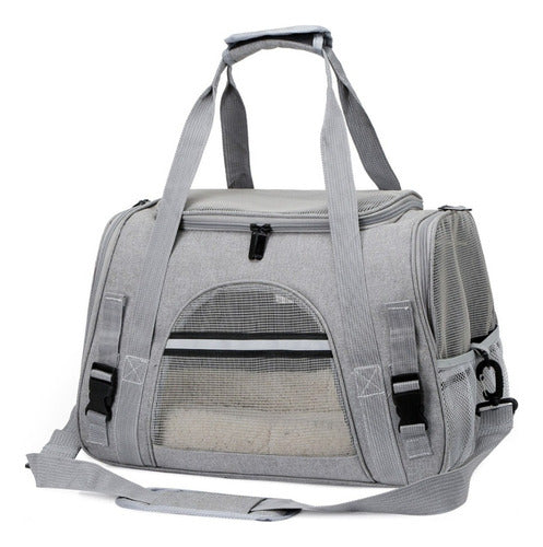 Bolso Transportador Mascota Gato Perros Pequeños - Norplat Gris