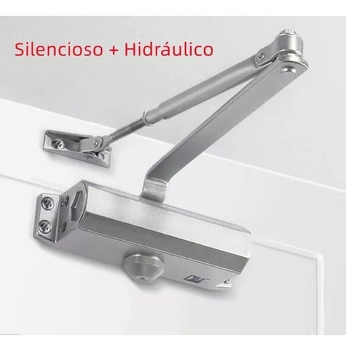 Cierre Automatico Puerta Brazo Hidraulico 45-65kg - Norplat Plateado