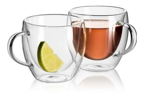 Taza Cafe Doble Pared 250ml Frio Caliente - Cukin Transparente Doble Vidrio 250