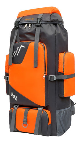 Mochila Impermeable Norplat 90l Para Camping Trekking Viajes Naranja Claro Liso