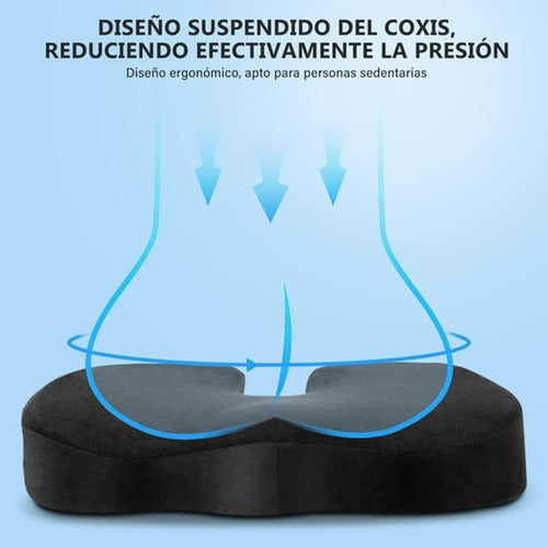 Cojin Lumbar Ergonomico + Asiento Sillas Oficina - Norplat Negro Liso