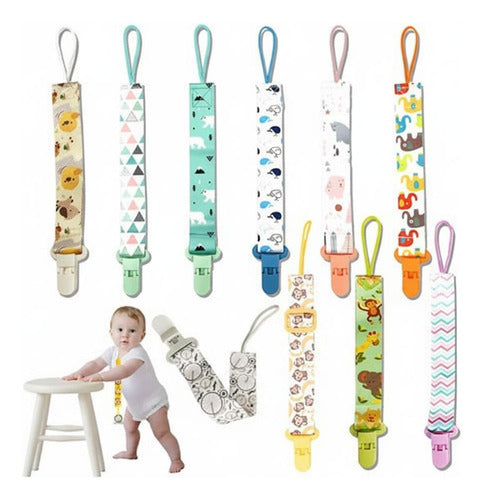 Set 10 Prendedor Sujetador Porta Chupetes Bebé 27cm Norplat Multicolor