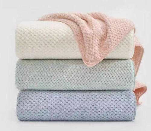 3 Toallas Baño Microfibra Alta Calidad Secado Rápido Norplat Blanco Lisa