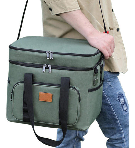 Bolso Cooler 24 Litros Termico Multi Compartimientos Norplat Verde