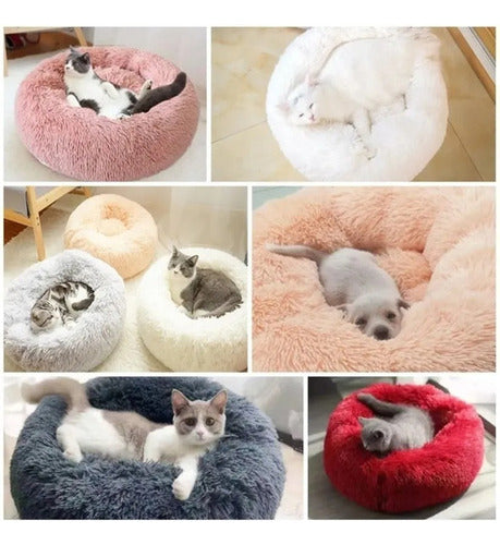 Cama Mascotas Antiestrés Peluda Perros Gatos 50 Cm - Norplat Gris Oscuro