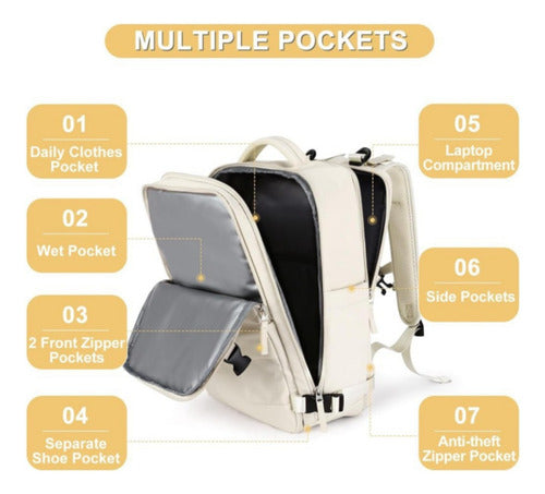 Mochila Notebook Viaje Ligera Vuelo Cabina Mano - Norplat Salmón Liso