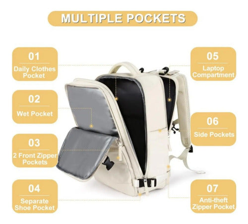 Mochila Notebook Viaje Ligera Vuelo Cabina Mano - Norplat Salmón Liso