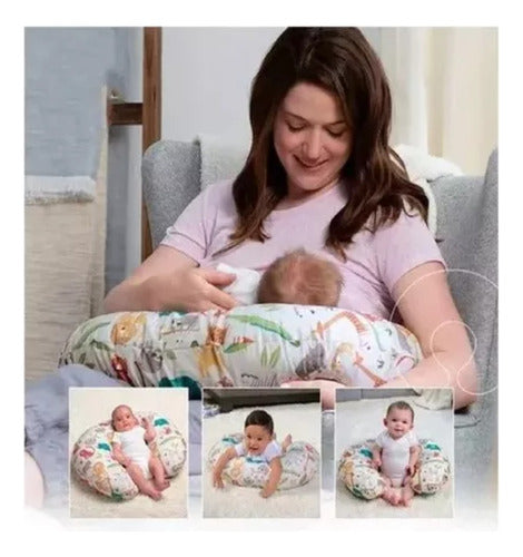 Almohada Maternal Cojín Lactancia Embarazada Guagua Norplat Gris Estrellas Blancas