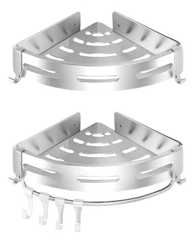 Organizador Repisas Esquineras Baño 2 Pisos Aluminio Norplat Plateado