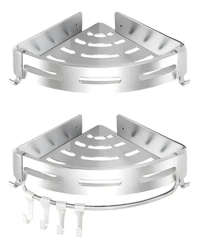 Organizador Repisas Esquineras Baño 2 Pisos Aluminio Norplat Plateado