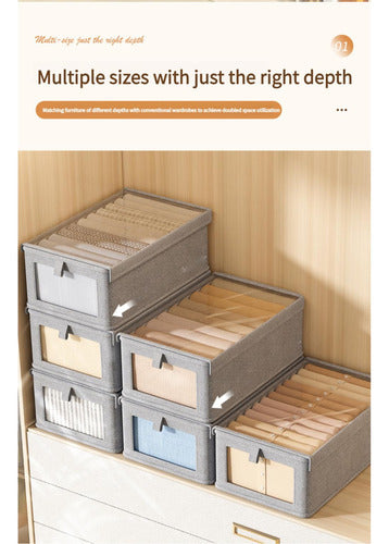 Set De 6 Cajas Organizadoras Plegables Closet Ropa Gris Oscuro Ventana