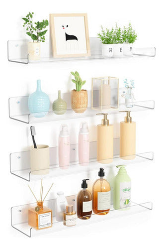 4 Repisas Estantes Flotantes Organizador Ps - Norplat Transparente